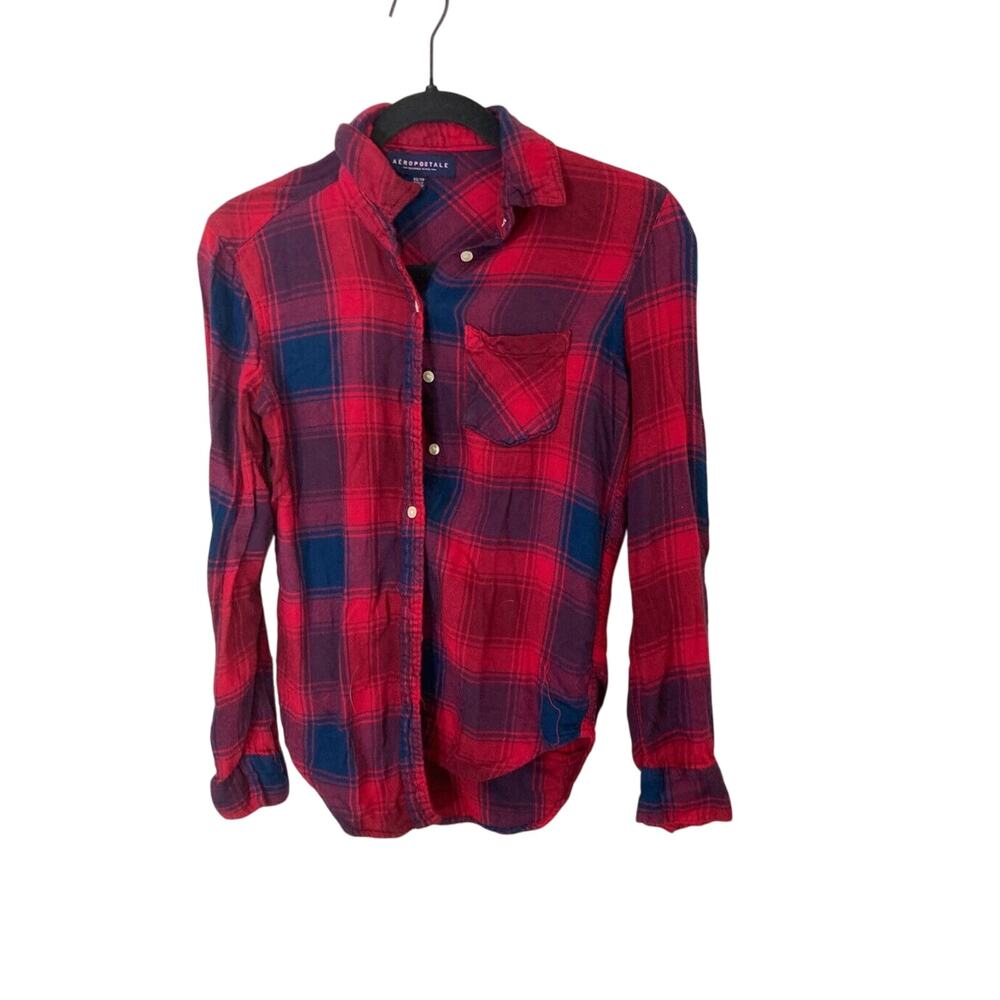 Aeropostle Cotton Button Up Gingham Lumberjack Gorpcore Women's Flannel - Picture 2 of 5